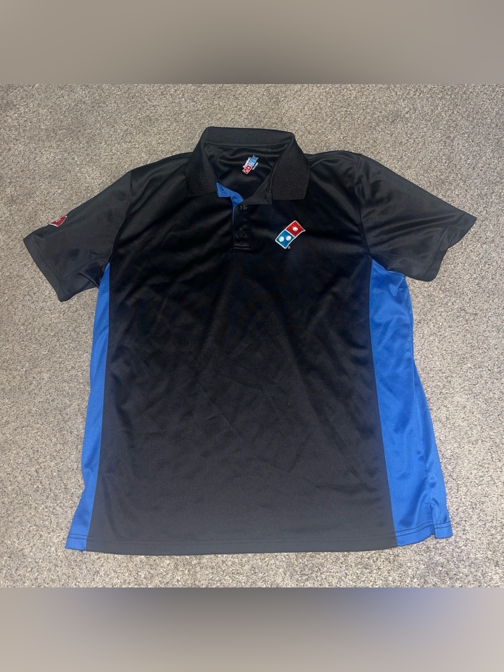 Dominos Gear Shirt Sz Large Black Blue Polo Employee Work Uniform Pizza Delivery